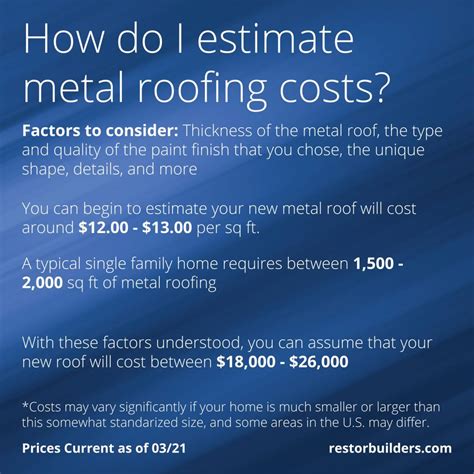 cost of metal roof on house|estimated cost of metal roofing.